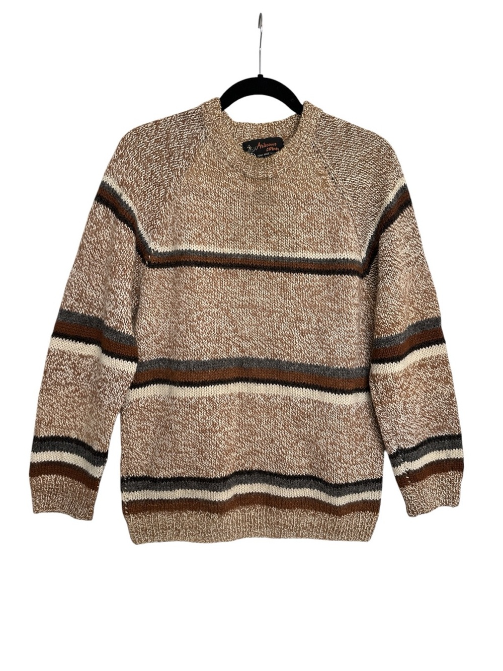 Artisans Corner 100% Alpaca Wool Striped Sweater Men’s Small Handmade Peru